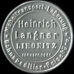 Timbre-monnaie 5 pfennig lie-de-vin sur fond gris émis par Heinrich Langner à Liegnitz en Allemagne - avers