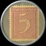 Timbre-monnaie 5 pfennig lie-de-vin sur fond gris émis par Heinrich Langner à Liegnitz en Allemagne - revers
