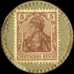 Timbre-monnaie Lantzsch à Zwickau - 5 pfennig brun sur carton jaune - revers