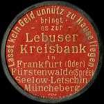 Timbre-monnaie Lebuser Kreisbank à Frankfurt (Oder) - 5 pfennig bordeaux sur fond ocre - avers