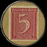 Timbre-monnaie Lebuser Kreisbank à Frankfurt (Oder) - 5 pfennig bordeaux sur fond ocre - revers