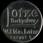Timbre-monnaie W.J.Max Lotze - Lotze backpulver - W.J.Max Lotze - Frfurt 1. - 5 pfennig brun sur fond vert - avers