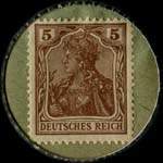 Timbre-monnaie W.J.Max Lotze - Lotze backpulver - W.J.Max Lotze - Frfurt 1. - 5 pfennig brun sur fond vert - revers