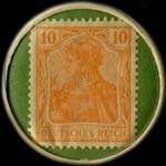 Timbre de 10 pfennig orange sur fond vert