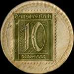 Timbre de 10 pfennig olive sur fond beige