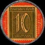 Timbre-monnaie Meinel & Herold - Klingenthal - 10 pfennig olive sur fond rouge - revers