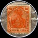 Timbre-monnaie Merz à Frankfurt type 1 - 10 pfennig orange sur fond carton - revers