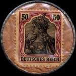 Timbre-monnaie Merz à Frankfurt type 1 - 50 pfennig bicolore sur fond rose - revers