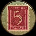 Timbre-monnaie Merz à Frankfurt type 1 - 5 pfennig bordeaux sur fond vert - revers