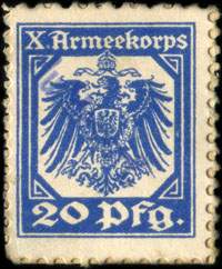 Timbre-monnaie militaire de 20 pfennig du X.Armeekorps avec surcharge Brakmann - Allemagne - Briefmarkengeld - face