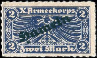 Timbre-monnaie militaire de 2 mark du X.Armeekorps avec surcharge Hameln - Allemagne - Briefmarkengeld - face