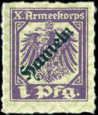 Timbre-monnaie militaire de 1 pfennig du X.Armeekorps avec surcharge Hameln - Allemagne - Briefmarkengeld - face