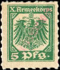 Timbre-monnaie militaire de 5 pfennig du X.Armeekorps avec surcharge Marcardsmoor - Allemagne - Briefmarkengeld - face