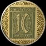 Timbre-monnaie Montreux Alcaline - 10 pfennig olive sur fond doré - revers