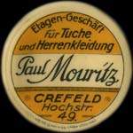 Timbre-monnaie Paul Mouritz à Crefeld - 5 pfennig lie-de-vin sur fond vert - avers