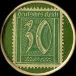 Timbre-monnaie Paul Mouritz à Crefeld - 30 pfennig vert sur fond vert - revers