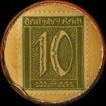 Timbre de 10 pfennig olive sur fond jaune