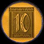 Timbre-monnaie Münchener Löwenbräu - 10 pfennig olive sur fond jaune - revers