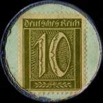 Timbre-monnaie Münchener Löwenbräu - 10 pfennig olive sur fond vert - revers