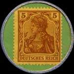 Timbre-monnaie Müser-Bräu à Langendreer b/Dortmund type 1 - 5 pfennig brun sur fond vert - revers