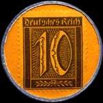 Timbre-monnaie Müser-Bräu à Langendreer b/Dortmund type 1 - 10 pfennig olive sur fond jaune - revers