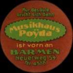 Timbre-monnaie Musikhaus Poÿda à Barmen - 5 pfennig brun sur fond jaune - avers