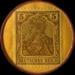 Timbre-monnaie Musikhaus Poÿda à Barmen - 5 pfennig brun sur fond jaune - revers