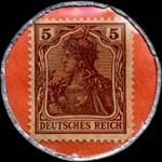Timbre de 5 pfennig brun sur fond orange