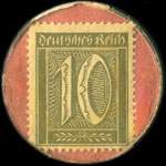 Timbre-monnaie National Bräu Duisburg - 10 pfennig olive sur fond saumon - revers