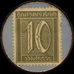 Timbre-monnaie National Bräu Duisburg - 10 pfennig olive sur fond bleu - revers
