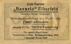Timbre-monnaie Café-Variété Bavaria à Elberfeld - 20 pfennig Germania sur notgeld à fenêtre - face