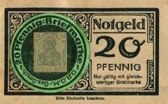 Timbre-monnaie Café-Variété Bavaria à Elberfeld - 20 pfennig Germania sur notgeld à fenêtre - dos