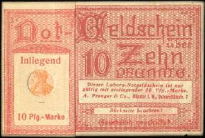 Timbre-monnaie Heinrich Herlitz - Hamm - 10 pfennig Germania sur notgeld à fenêtre - dos
