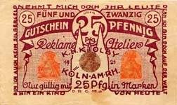 Timbre-monnaie Kj�lby - K�ln - Allemagne - Briefmarkengeld