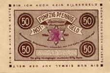 Timbre-monnaie Lichtspiele à Köln - 50 pfennig Germania sur notgeld à fenêtre - dos