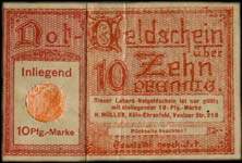 Timbre-monnaie H.Müller à Köln-Ehrenfeld - 10 pfennig Germania sur notgeld à fenêtre - face