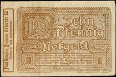 Timbre-monnaie Paul Reupke à Bremen - 10 pfennig Germania sur notgeld à fenêtre - face