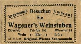 Timbre-monnaie Wagener's Weinstuben - Allemagne - Briefmarkengeld