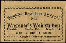 Timbre-monnaie Wagener's Weinstuben - Allemagne - Briefmarkengeld