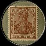 Timbre de 5 pfennig brun sur fond vert