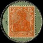 Timbre de 10 pfennig orange sur fond vert