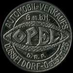 Timbre-monnaie Opel - D�sseldorf - 10 pfennig orange sur fond vert - avers