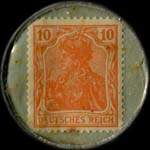 Timbre de 10 pfennig orange sur fond vert