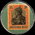 Timbre de 25 pfennig orange et noir sur fond vert
