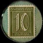 Timbre de 10 pfennig olive sur fond vert
