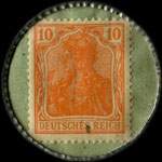 Timbre de 10 pfennig olive sur fond vert