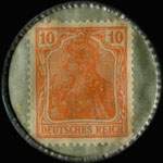 Timbre de 10 pfennig orange sur fond vert