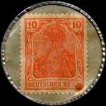 Timbre de 10 pfennig orange sur fond vert