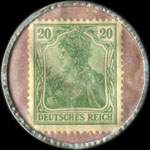 Timbre de 20 pfennig vert sur fond rose