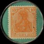 Timbre de 10 pfennig orange sur fond vert